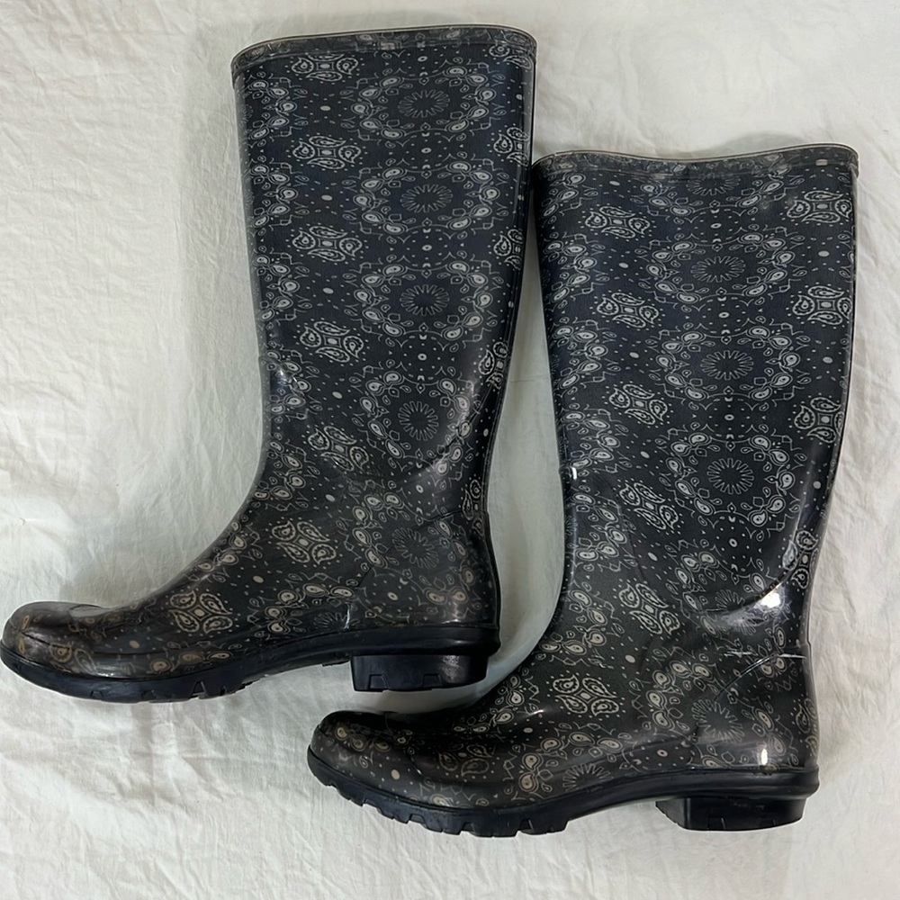 UGG Black Patterned Women's Rain Boots